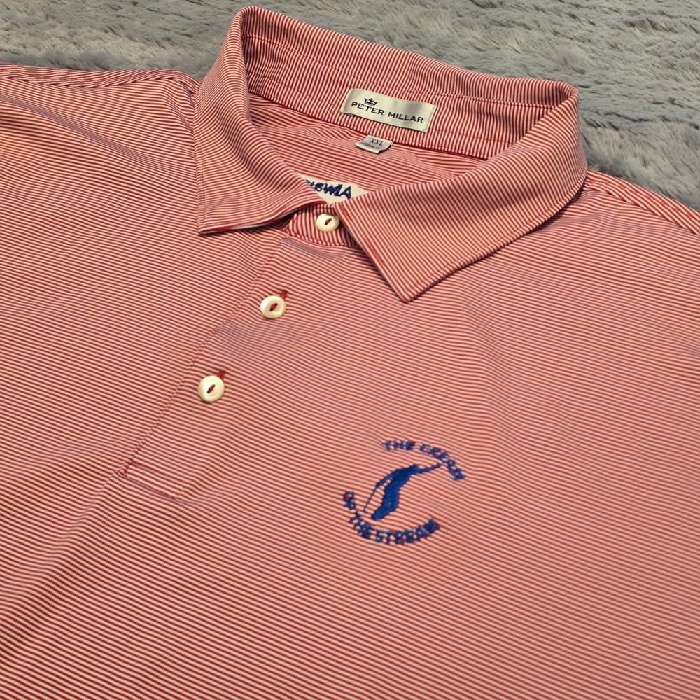 Peter Millar XXL Red White Striped Polo Shirt The Cream of the Stream Mens XXL